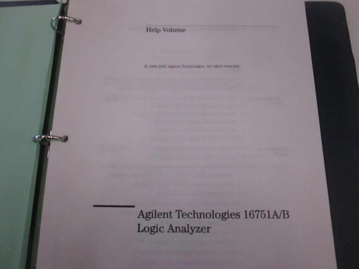 Used Agilent Technologies Model 16751A/B Logic Analyzer Help Volume, Used