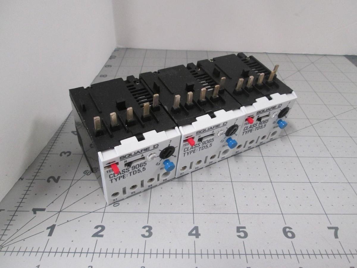 Used Square D, Class 9065, Type TD5,5, Thermal Overload Relay, New, Lot of 3