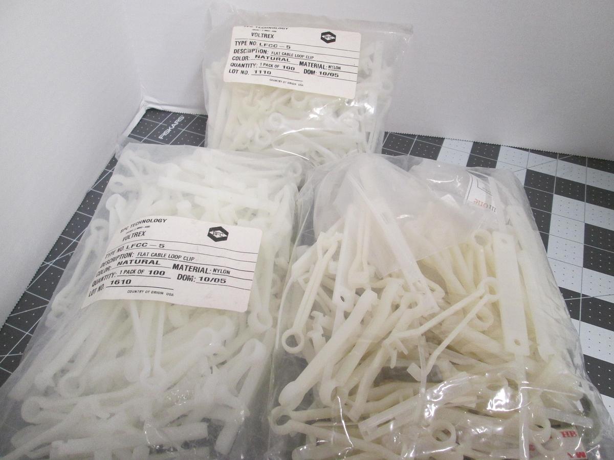 Used SPC Technology Voltrex, LFCC-5, Flat Cable Loop Clip Nylon Nature Lot Of 3