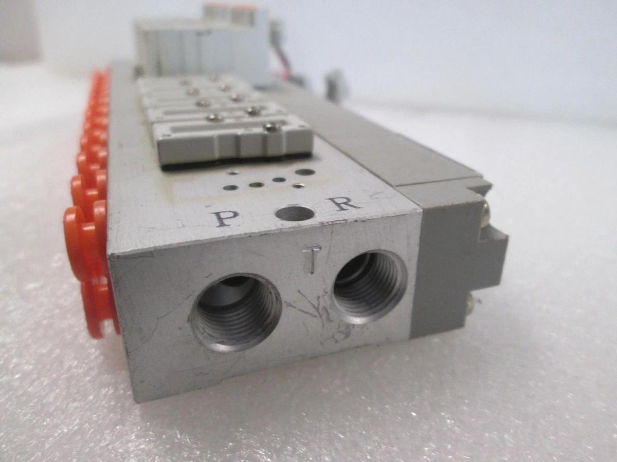 Used SMC, SYJ314M, 3 Port Solenoid Valve Assy w/ Block, 5 Valve, Used