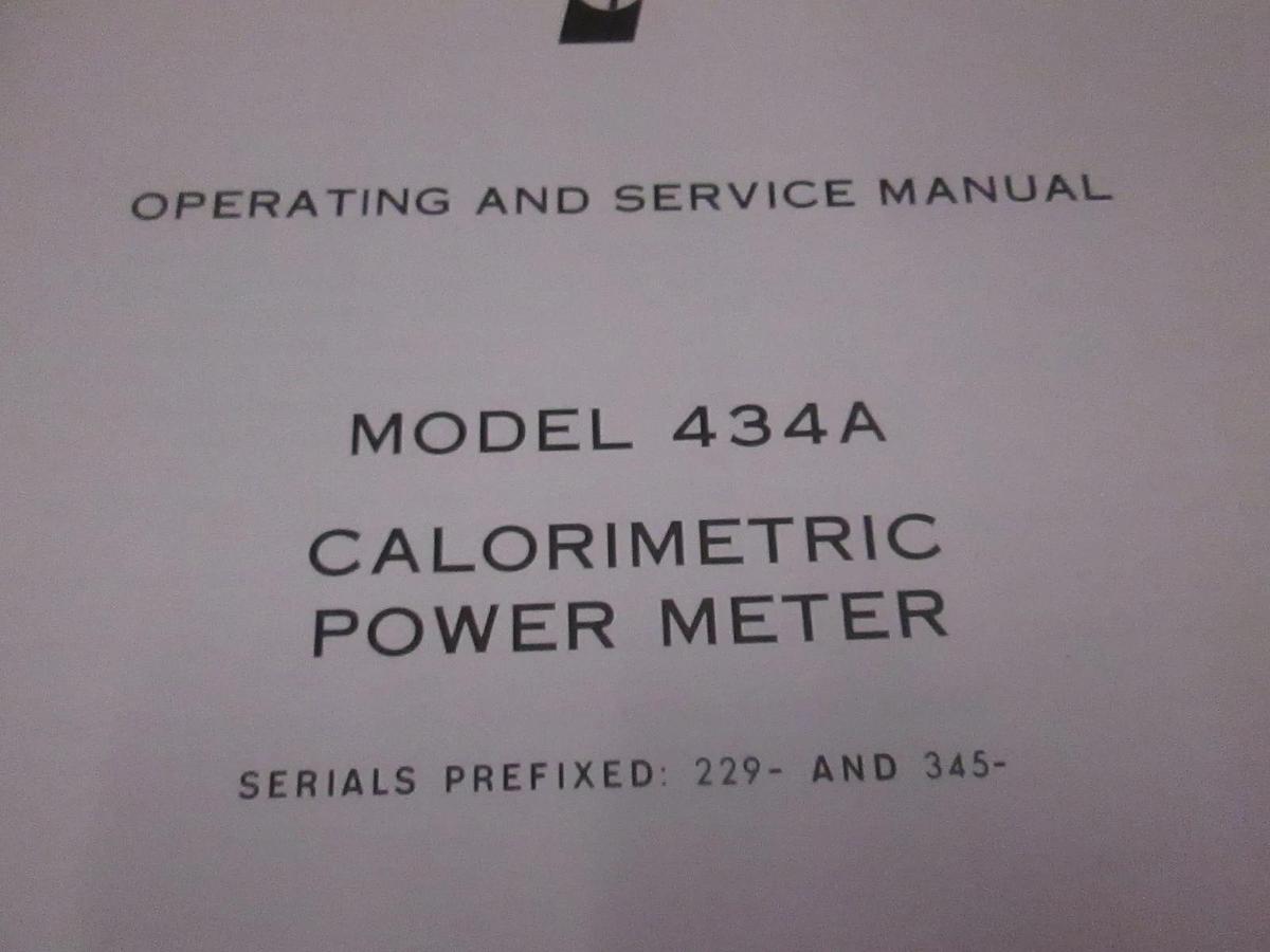 Used HP 434A Calorimetric Power Meter Operating and Service Manual, Used