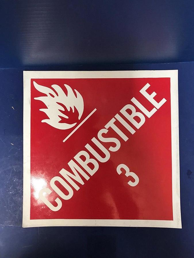 Used Combustible Gas 3 Magnetic Sign / Decal 10.75" x 10.75", Lot of 3