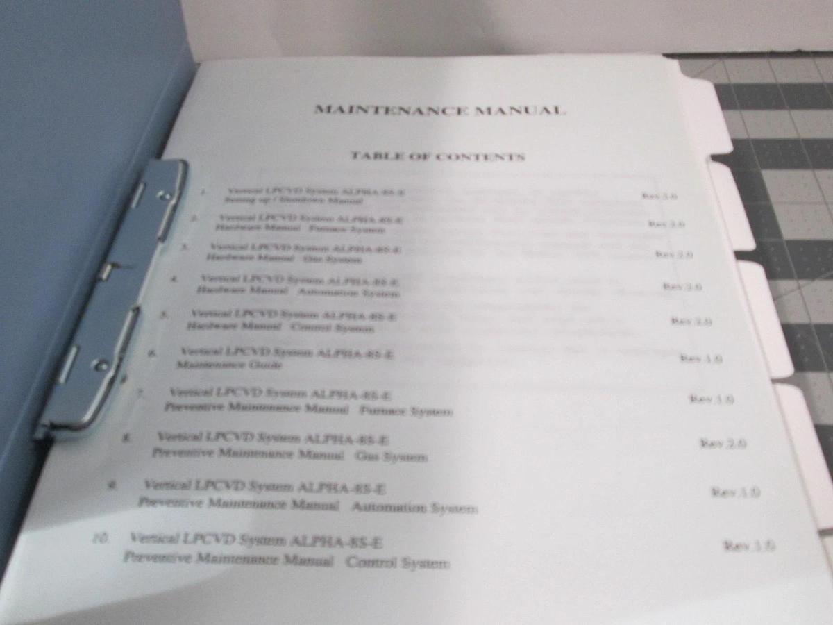 Used TEL Tokyo, ALPHA-8S, Maintenance Manual, AsSG, Used