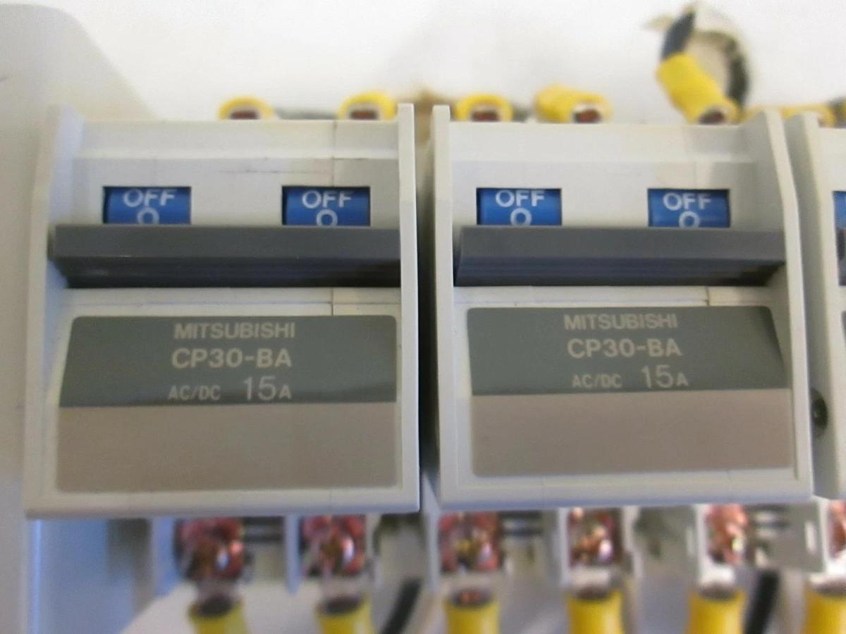 Used Mitsubishi Circuit Protector CP30-BA 15A, 2 Pole, Lot of 4 Bracket Mounted