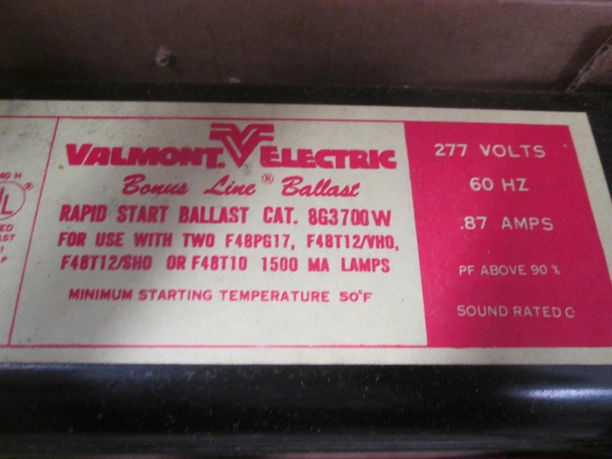 Valmont Electric Ballast, 8G3700W, Class P, 277V, 60Hz, New