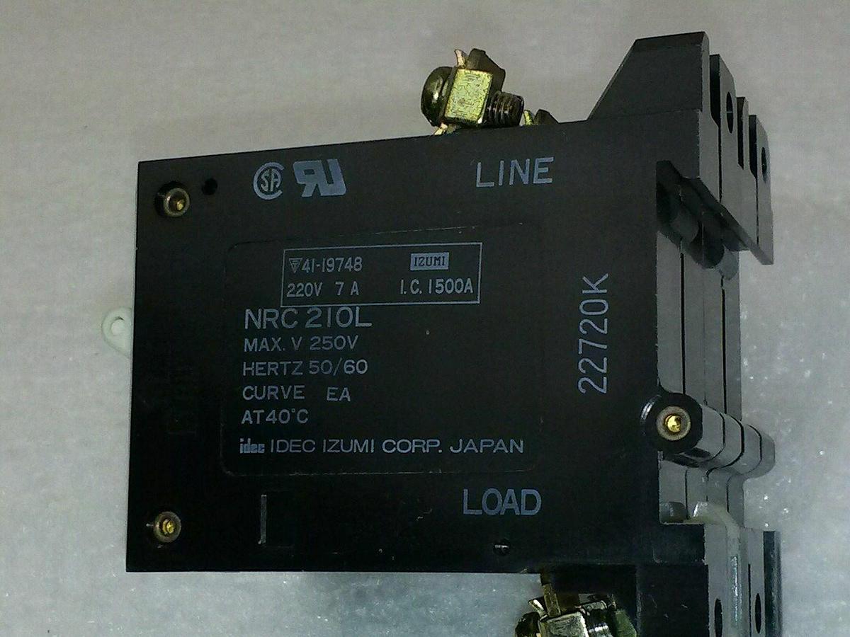 Used TEL Tokyo Electron NRC21OL Gas Box Circuit Breaker, 2 pole, 7 amp 220V, take out