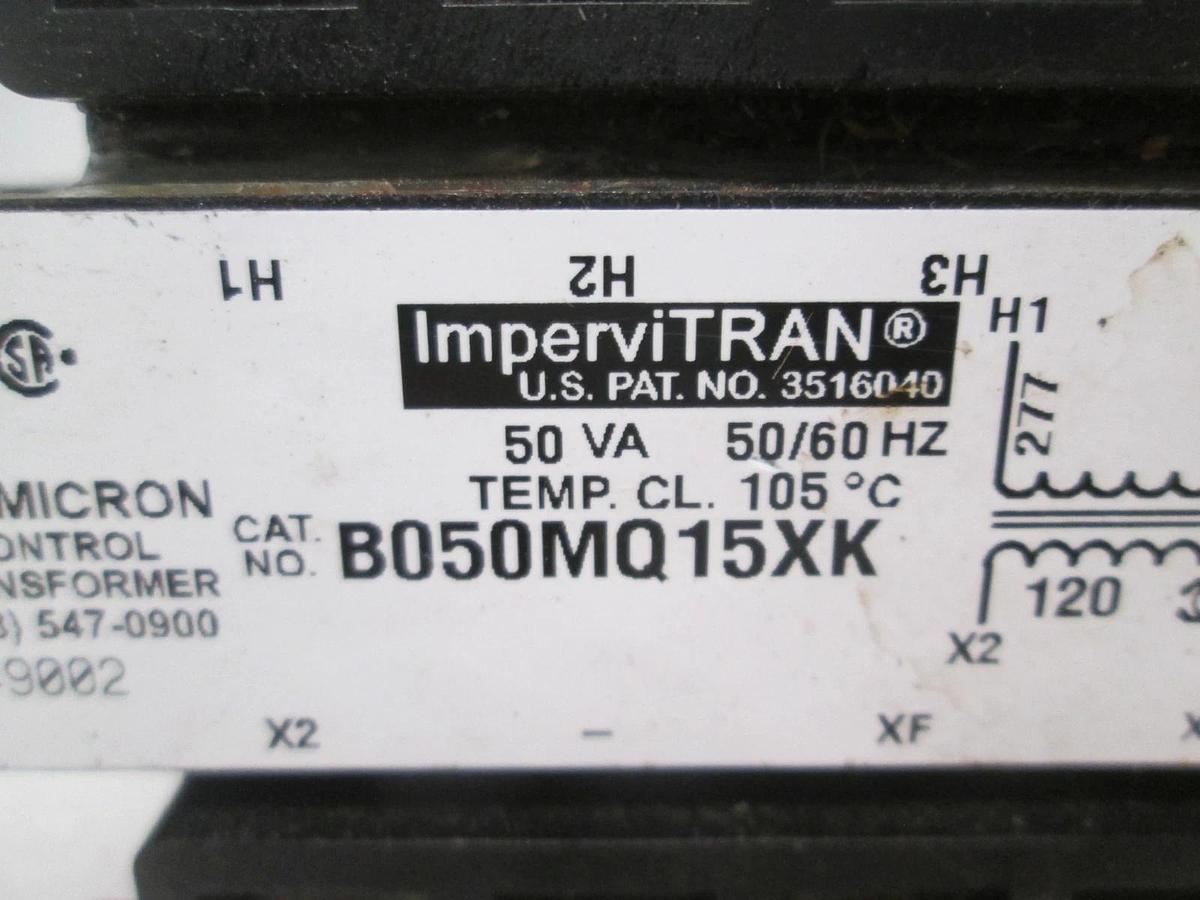 Used ImperviTRAN, B050MQ15XK, Micron Control Transformer, 50VA, 50/60Hz, Used