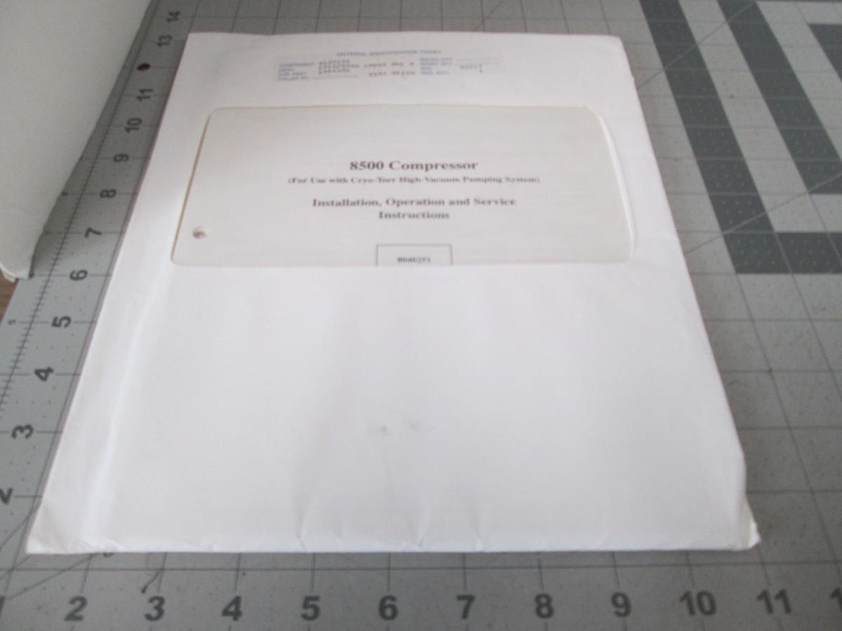 Used CTI-Cryogenics, Series 8500, Installation, Operation, Service Instructions, Used