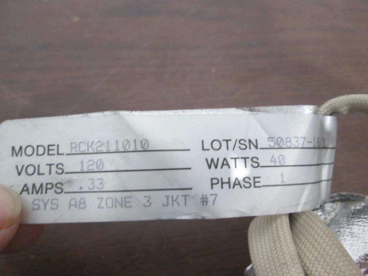Used BriskHeat, RCK211010, Insulator Jacket, 120V, .33A, 40W, Single Phase, Used