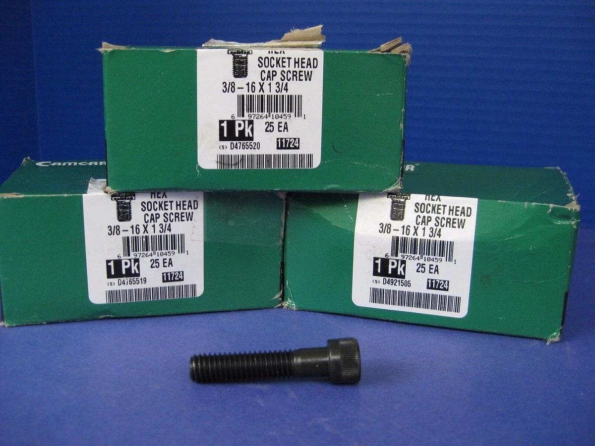 Used Camcar 3/8-16 x 1 3/4 Hex Socket Head Cap Screw, Lot of 75 Pieces