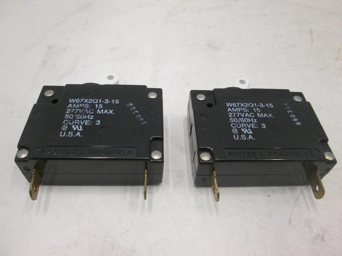 Used Potter & Brumfield, W67X2Q1-3-15, Circuit Breaker Switch, Used, Lot of 2