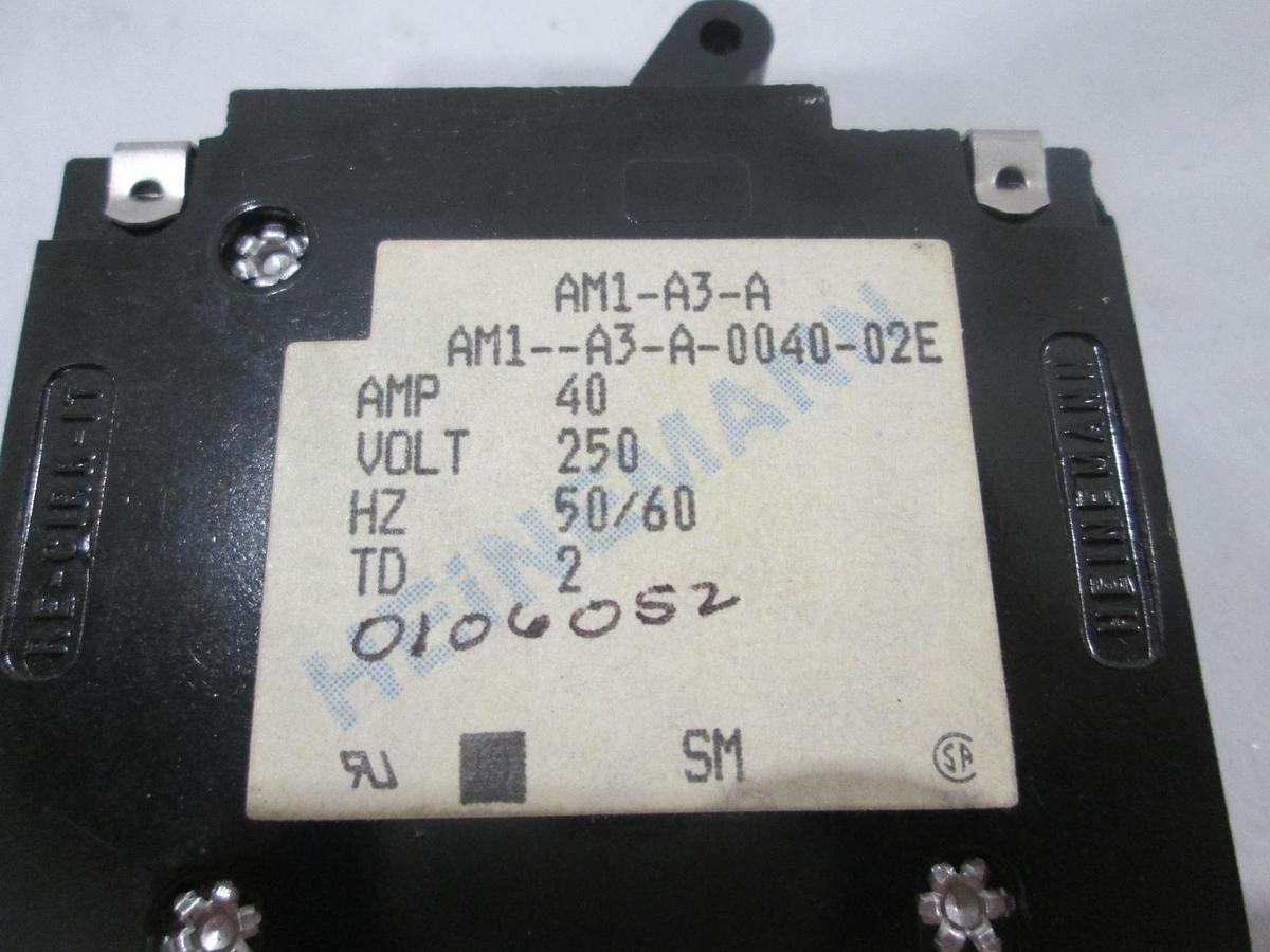 Used Heinemann, AM1-A3-A, AM1--A3-A-0040-02E, 40A, Circuit Breaker, Used