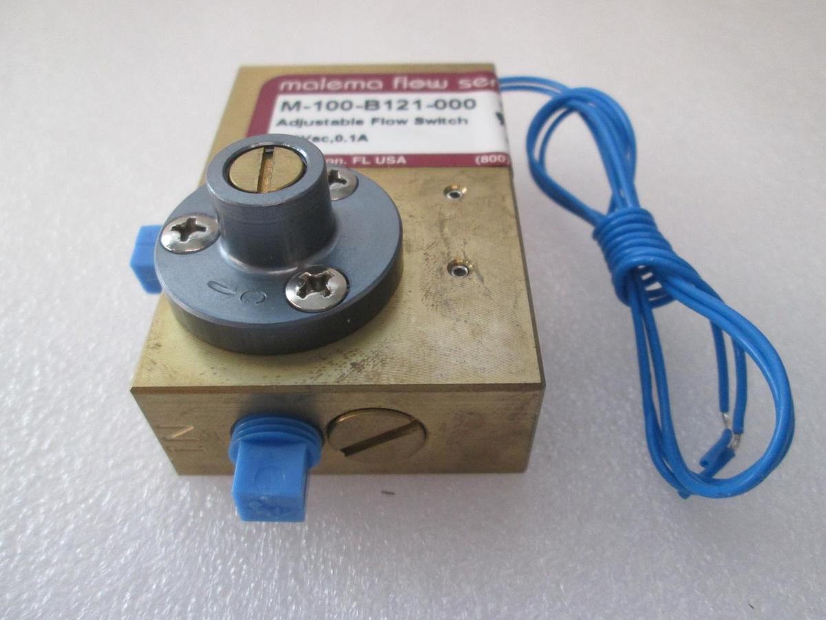 Malema Flow Sensor, M-100-B121-000, Adjustable Flow Switch, 120Vac, New