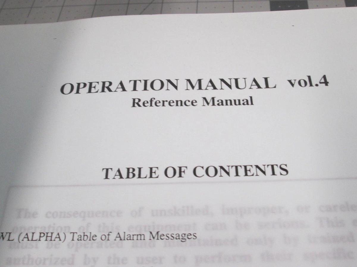 Used TEL Tokyo, ALPHA-8S, Operation Manual VOL. 4, Used