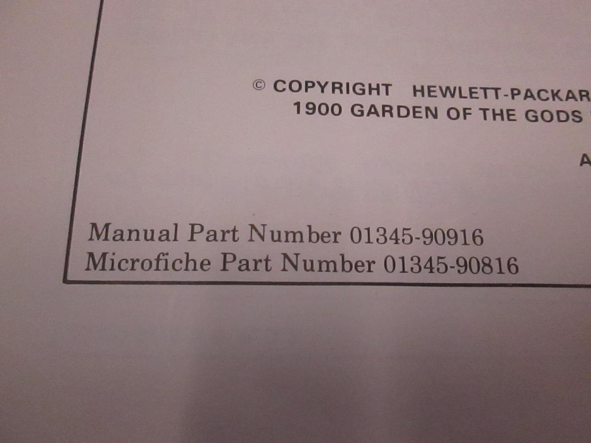 Used HP Model 1345A Digital Display, Operating and Service Manual, Used