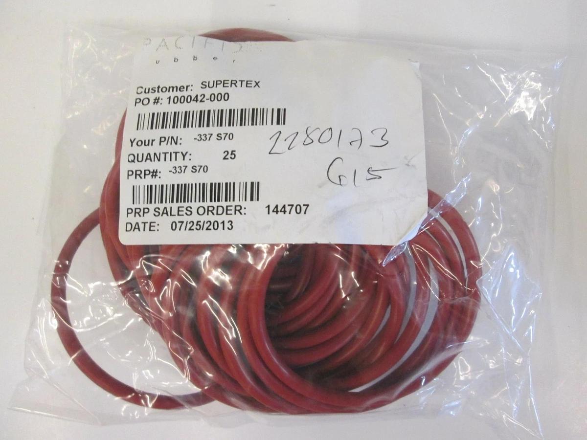 Used Pacific Rubber, 2280163, Silicone Baked Red 337S70, O-Ring Lot of 25