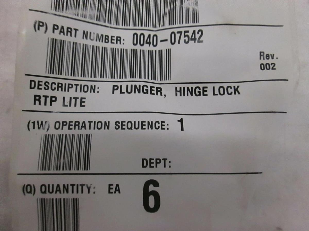 AMAT, Plunger, Hinge Lock RTP Lite, 0040-07542, New, Lot of 6