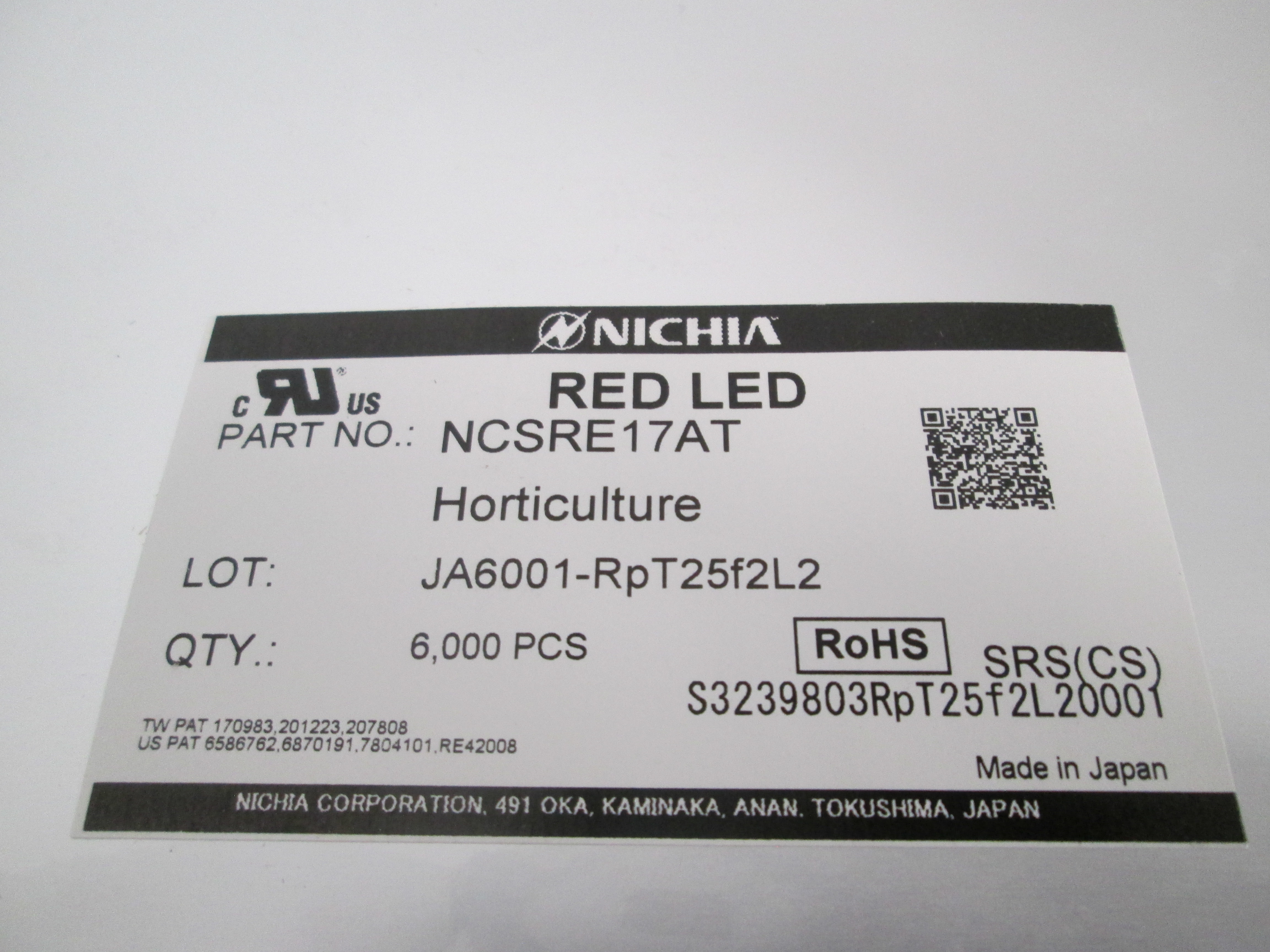 Nichia, NCSRE17AT, Red Horticulture LED SMD 6000PCS Reel New Japan RoHS