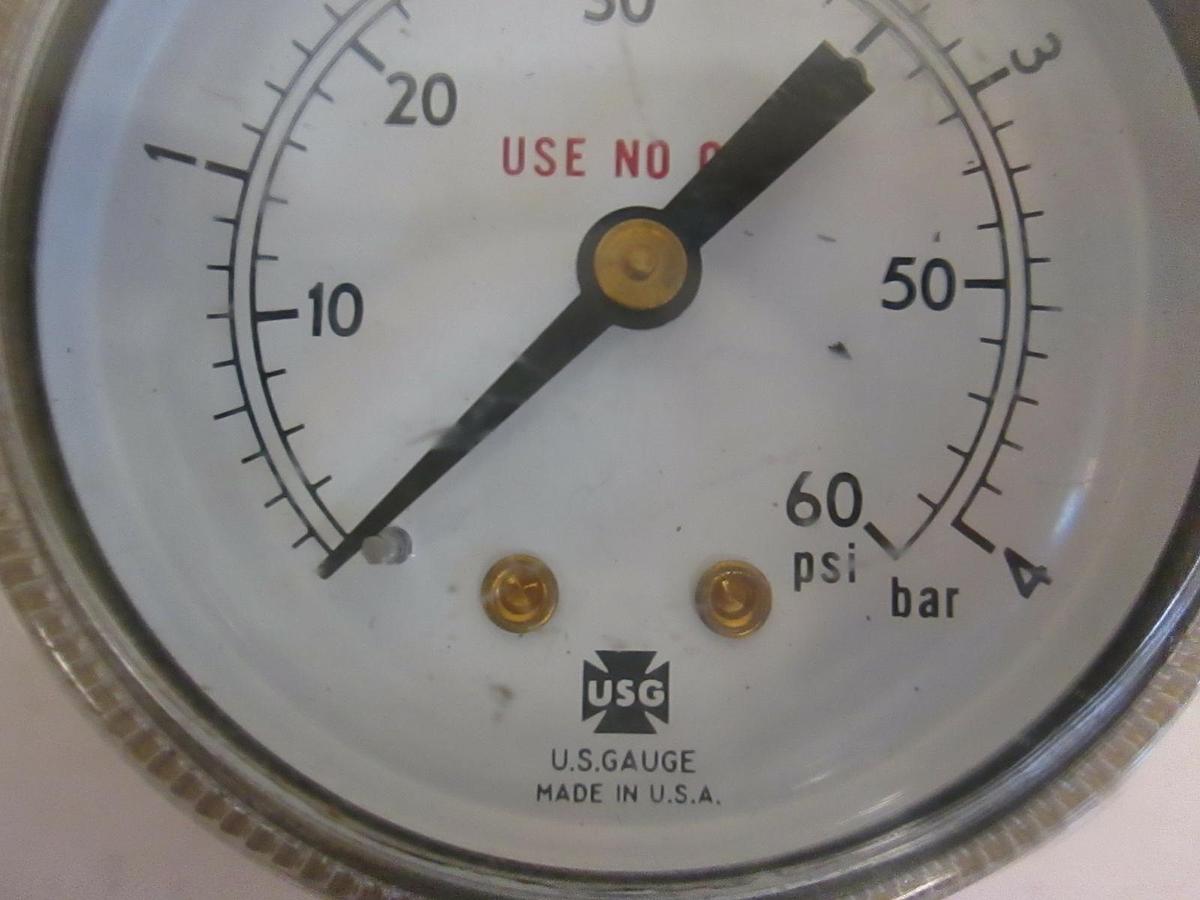 U.S. Gauge, Pressure Gauge, 0-60 psi, 1/4" MVCR Bottom Mount, New