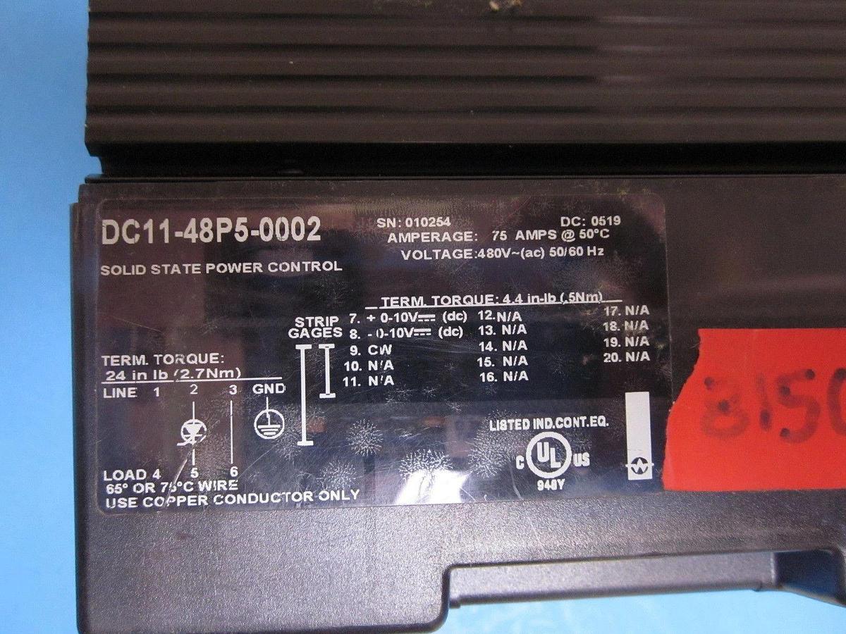 Watlow DIN-a-mite DC11-48P5-0002 Solid State Power Control, Used
