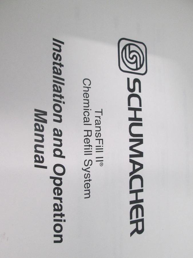 Used Schumacher, TransFill II, Installation and Operation Manual, 9901-0001 C, Used