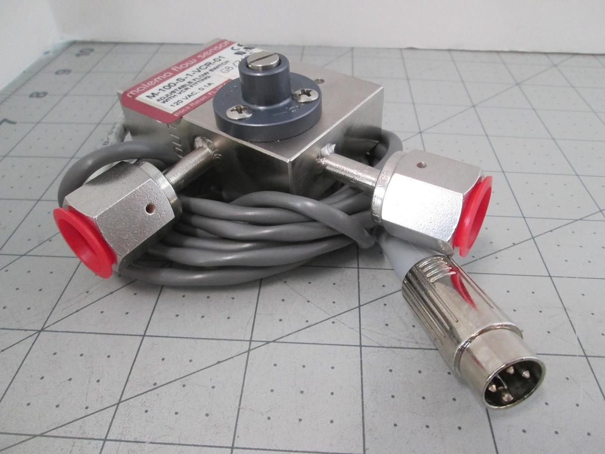 Used Malema, M-100-S-1-VCR-01, Adjustable Flow Switch Sensor w/VCR, New