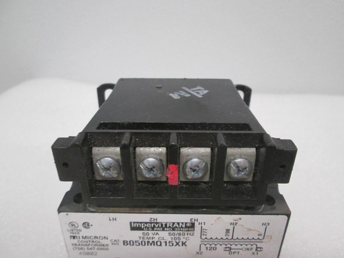 Used ImperviTRAN, B050MQ15XK, Micron Control Transformer, 50VA, 50/60Hz, Used