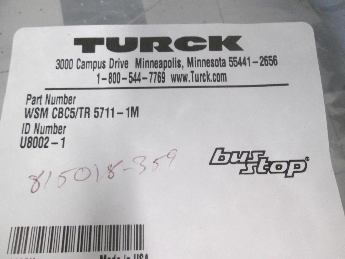 Turck, RKM CBC5/TR 5711-1M, Cordset Connector Cable, New, Lot of 2