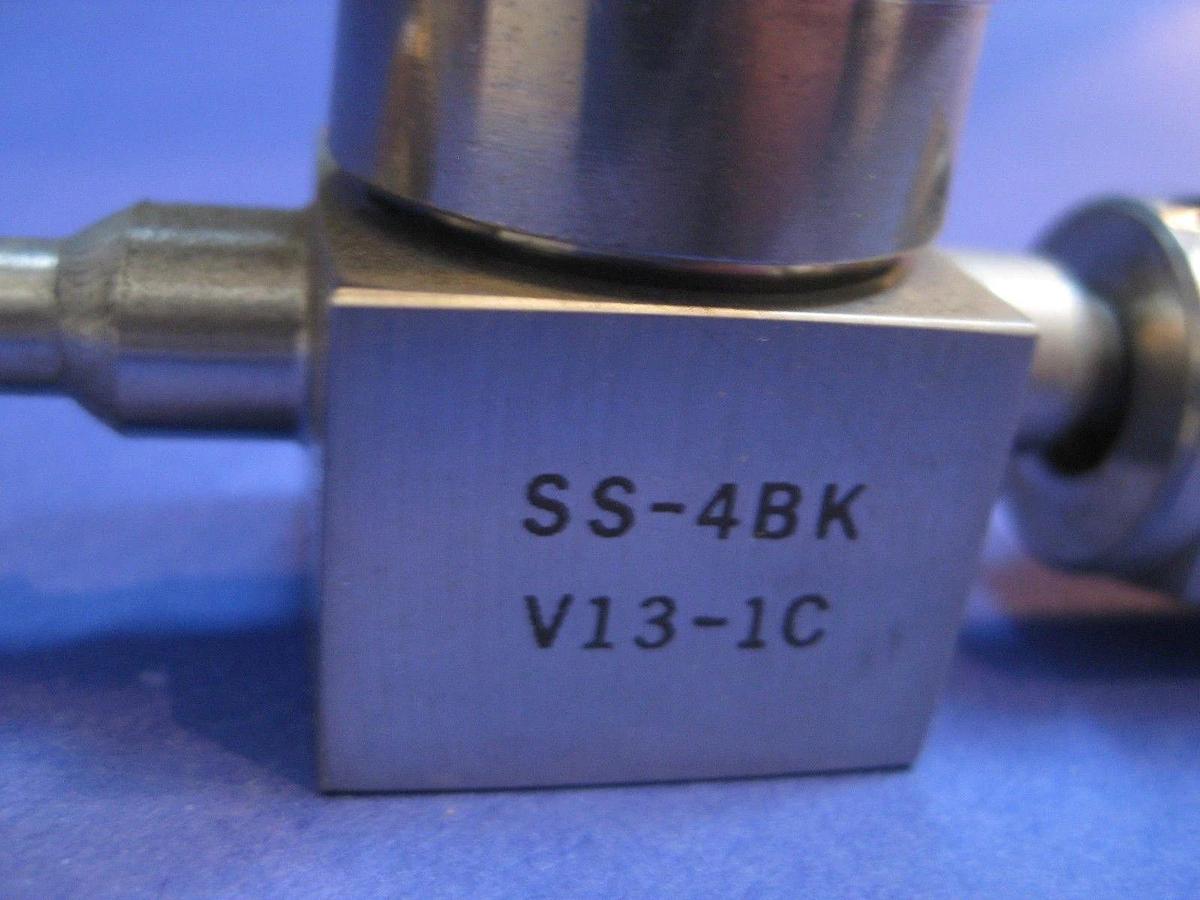 Used Nupro SS-4BK-V13-1C Bellows Sealed Valve w/ NC Actuator, 1/4" FVCR x 1/4" FVCR