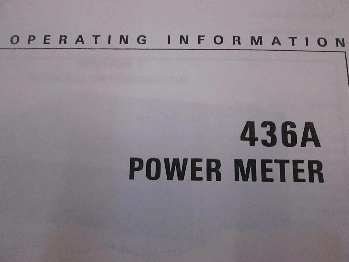 Used HP 436A Power Meter Operating Information, Used