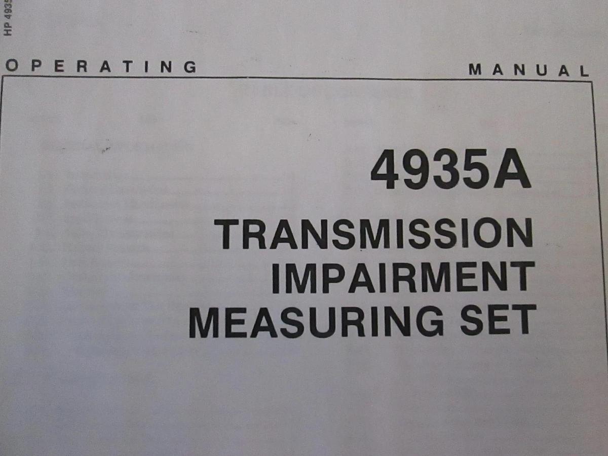 Used HP 4935A Transmission Impairment Measuring Set Operating Manual Used