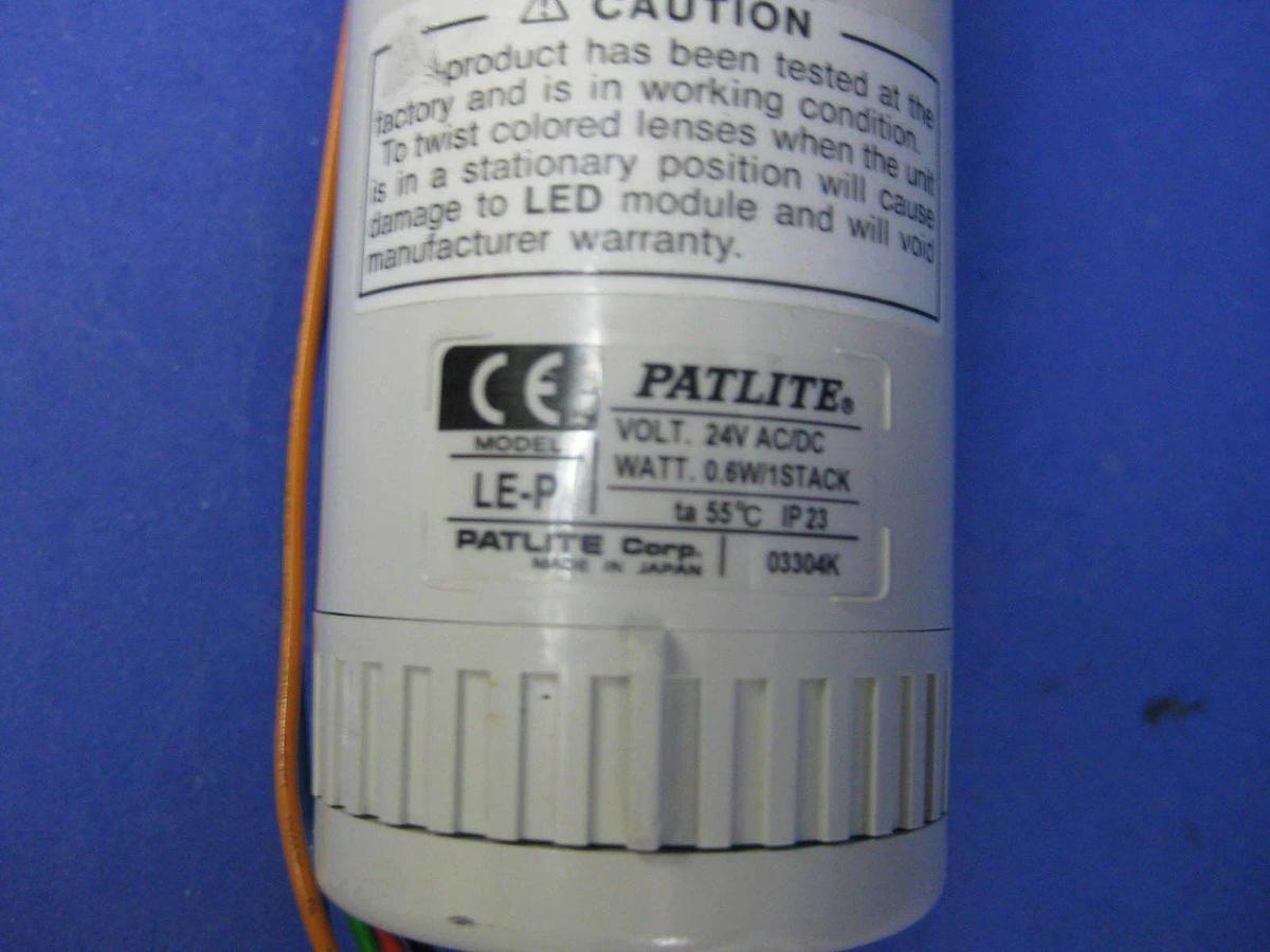 Used Patlite LE-P 3 Tier Signal Tower Light, Red, Amber, Green, 24V AC/DC, Used