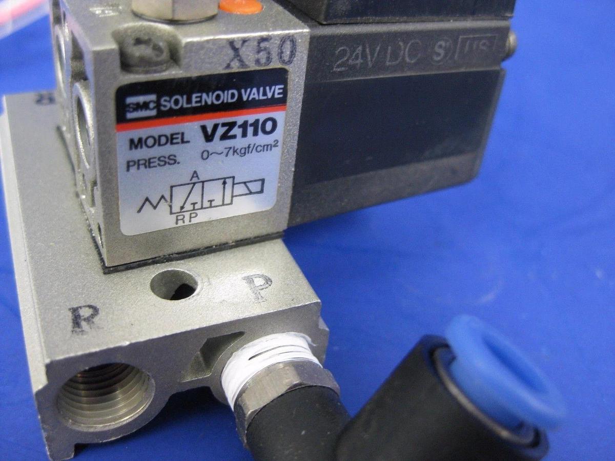 Used SMC VZ110 Solenoid Valve Manifold Assembly, with 2 Valves, Used
