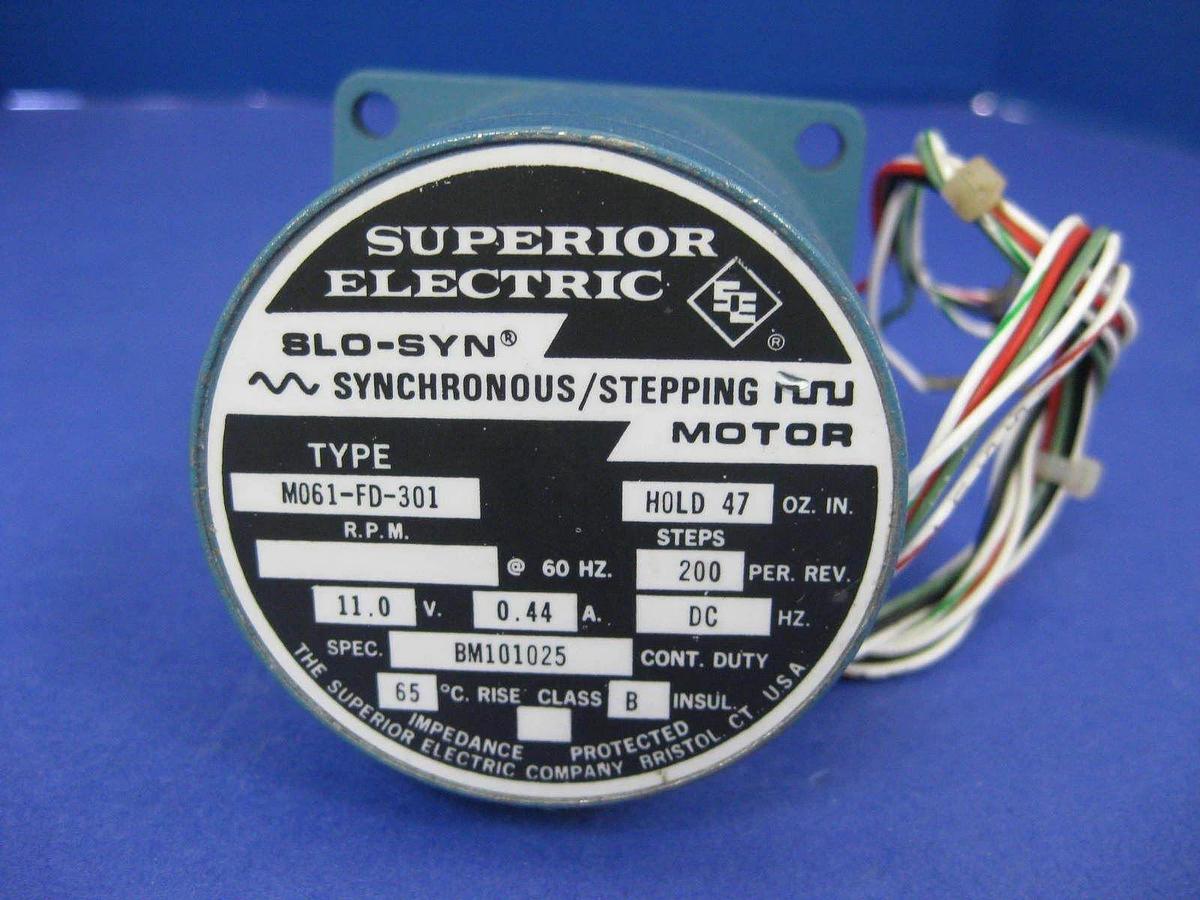 Used Superior Electric M061-FD-301, Synchronous/ Stepping Motor, Steps: 200 Per Rev