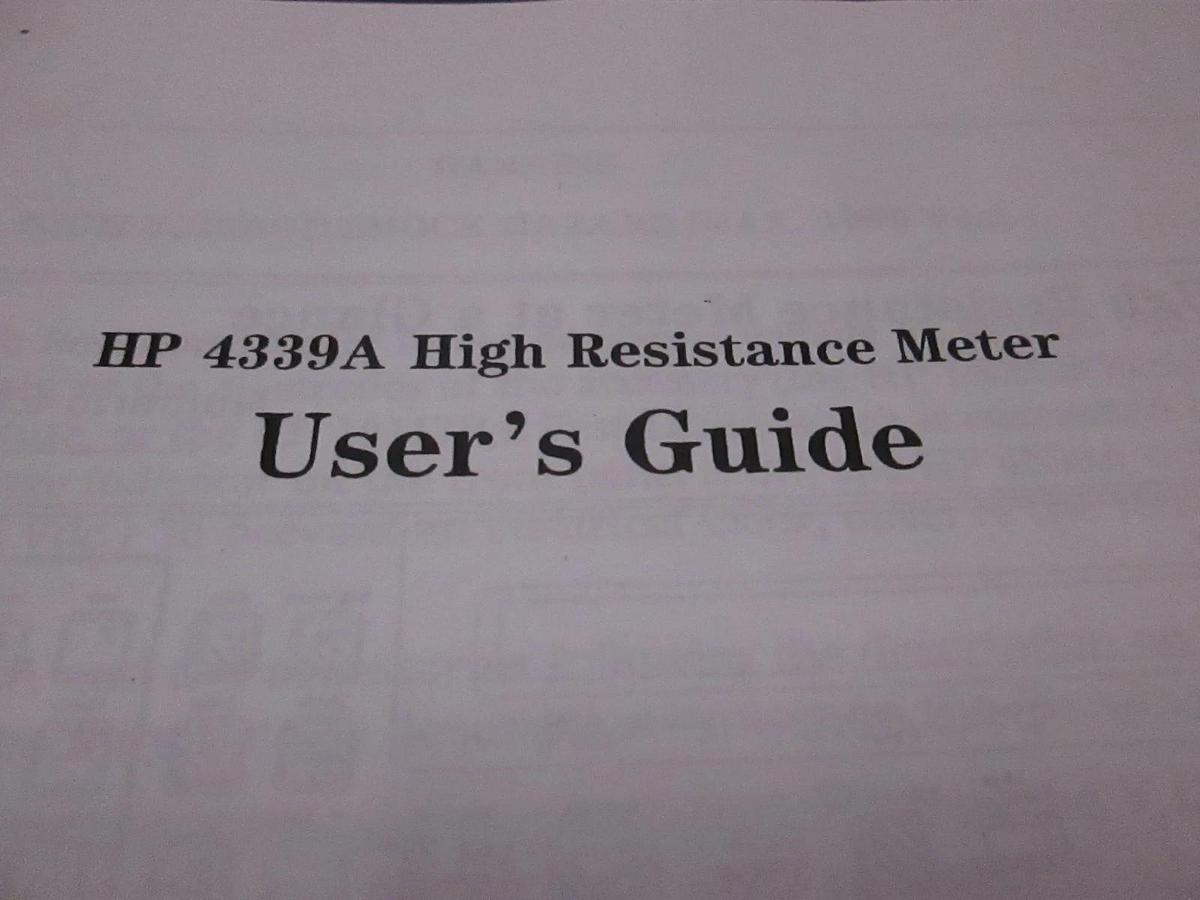 Used HP Model 4339A High Resistance Meter User's Guide, Used