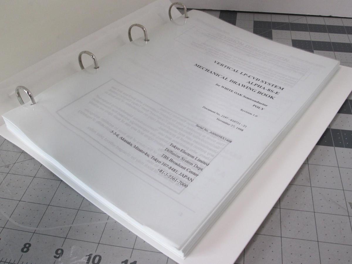 Used TEL Tokyo, ALPHA-8S-E, Mechanical Drawing Book POLY, Used