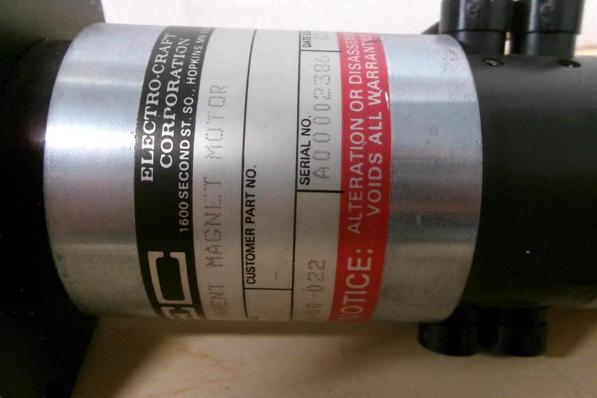 Used Electro-craft mod E586, motor assly, warner 8643, used