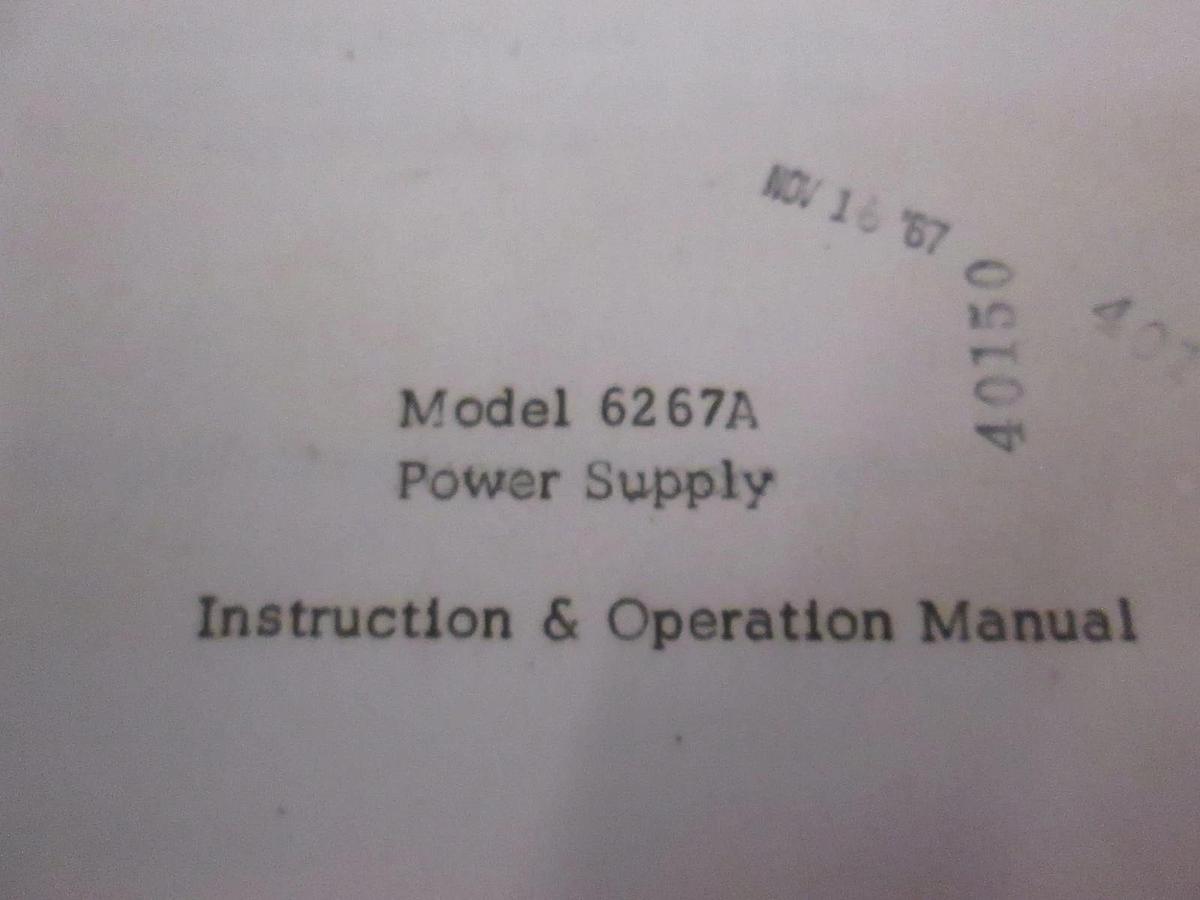 Used HP Model 6267A Power Supply Instruction and Operating Manual, Used