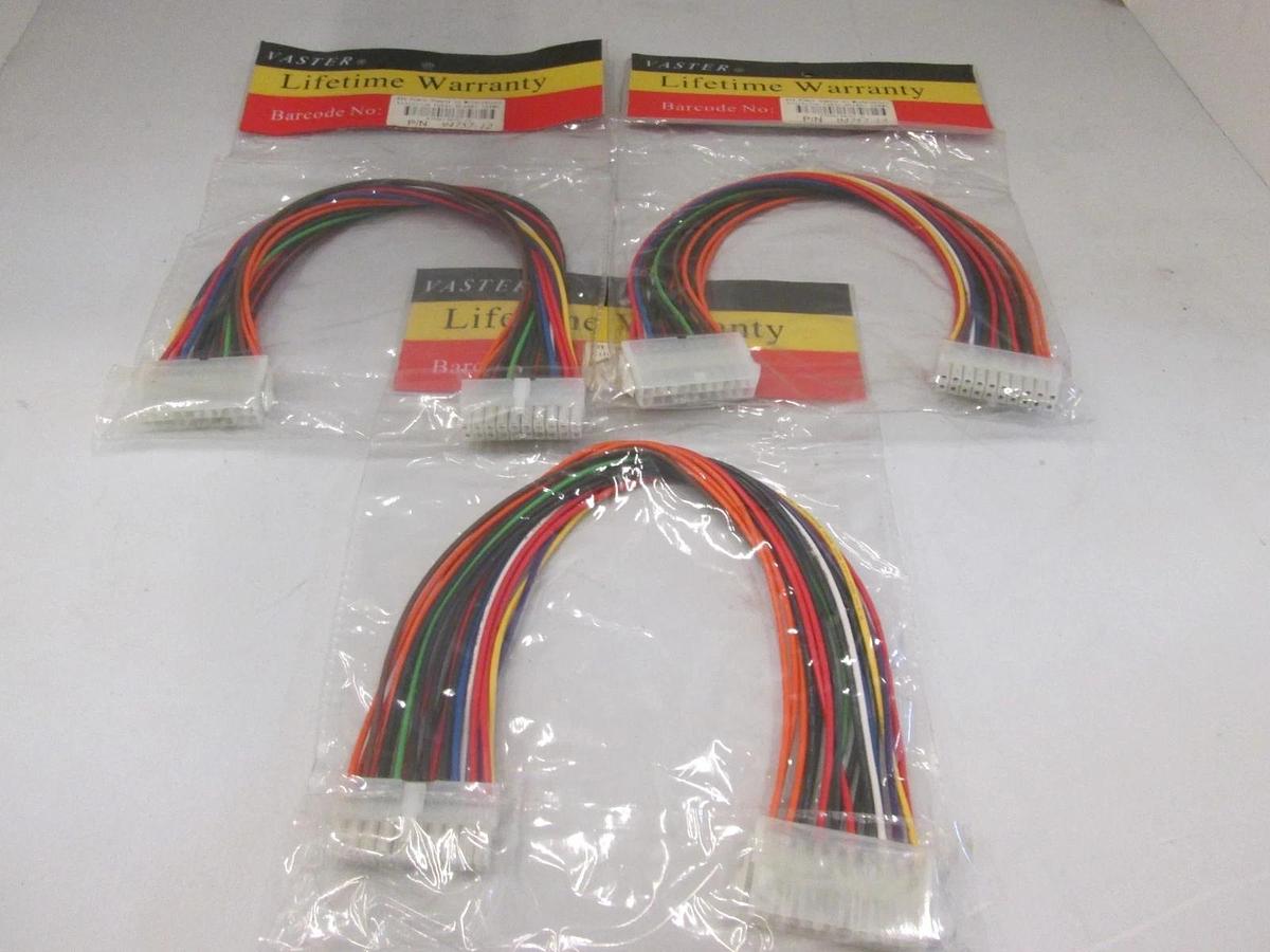 Vaster, ATX Power Supply to Motherboard EXT Cable, UL1007, 18 AWG, New, Lot of 3