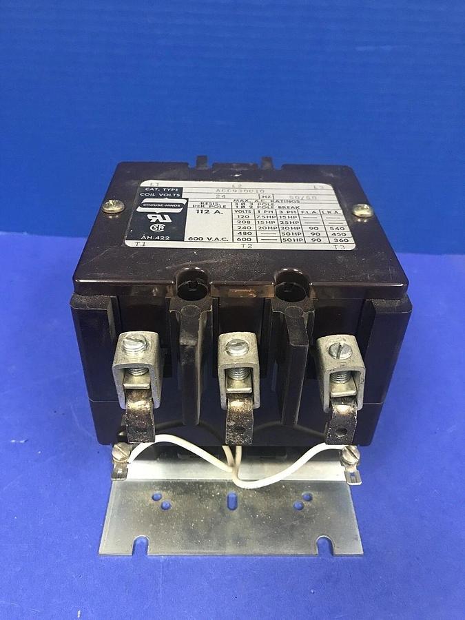 Used CROUSE-HINDS ACC930U10 Contactor, 600 VAC, 112A, 3P, Used
