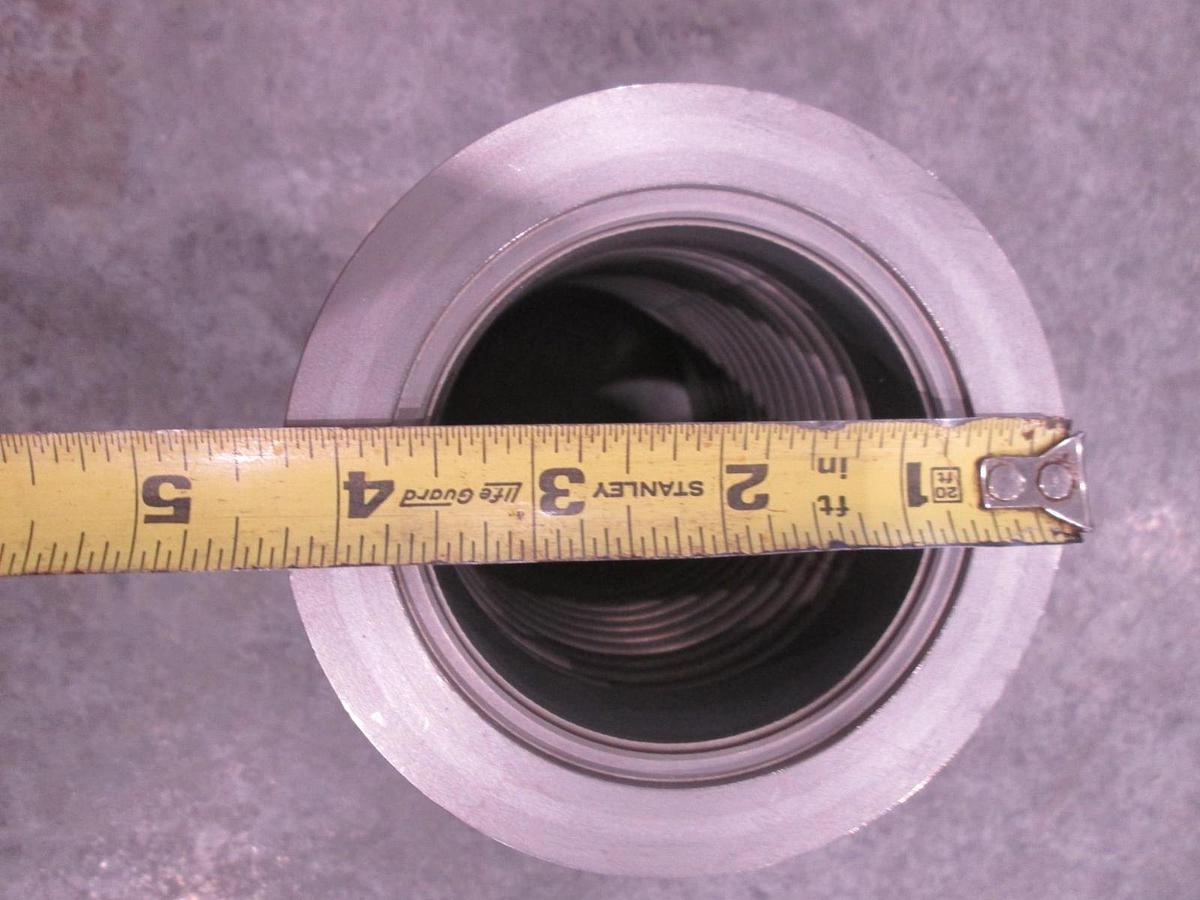 Used Stainless Steel Formed Bellows Vacuum Pipe/Hose, 7"L, 107MM Flange, Used
