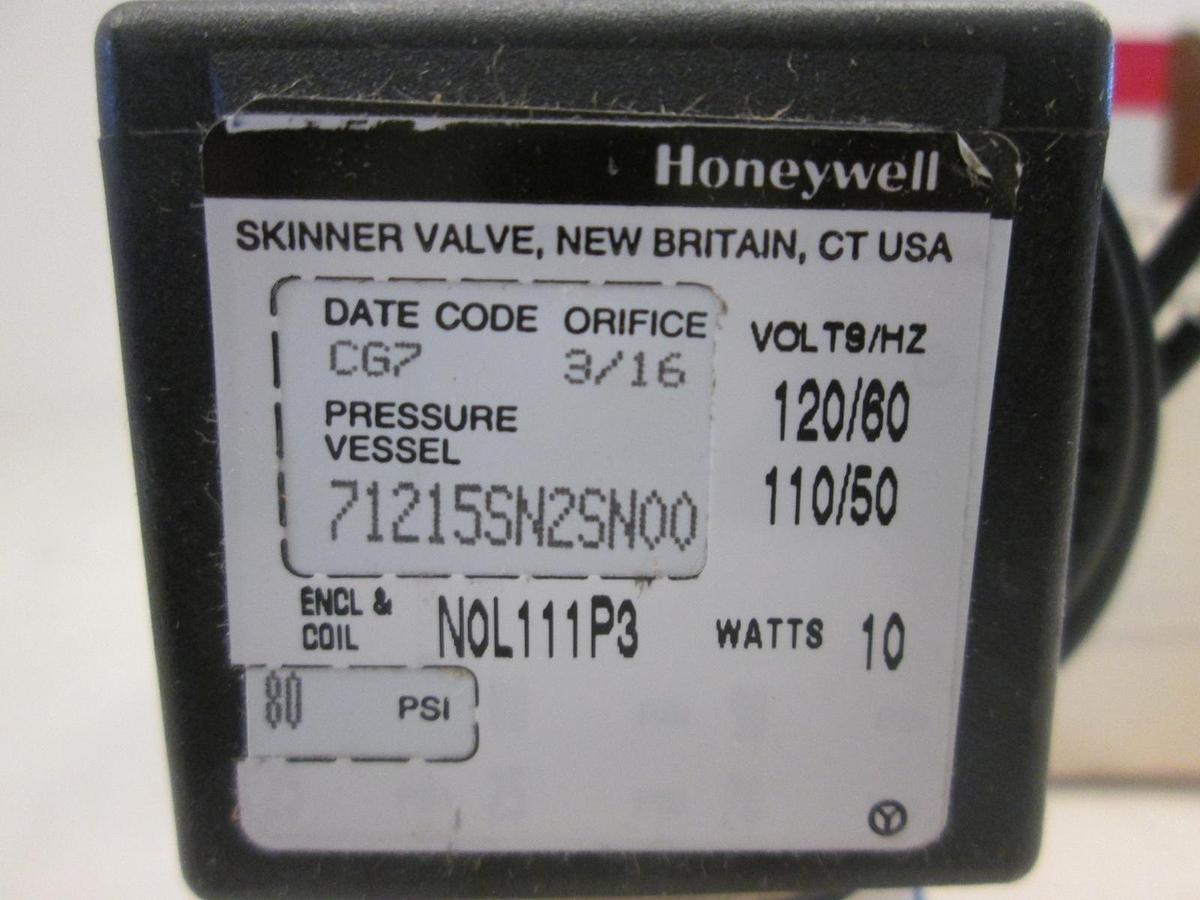 Used Honeywell, 71215SN2SN00, Solenoid Valve, 10W, 120/60Hz, 0-80 PSI, New