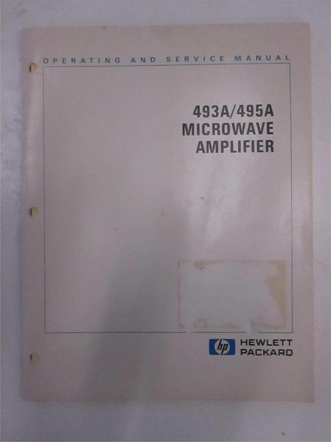 Used HP 493A/495A Microwave Amplifier Operating and Service Manual, Used