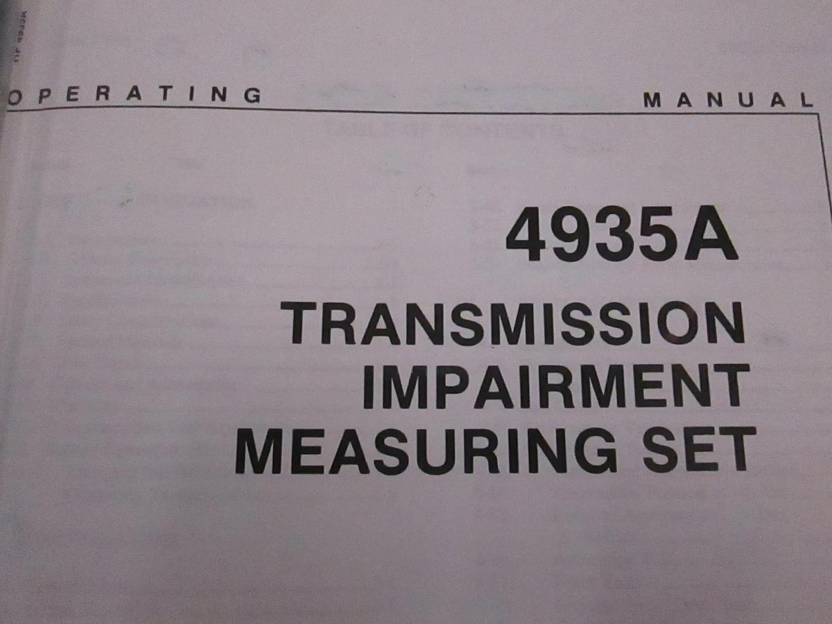 Used HP 4935A Transmission Impairment Measuring Set Operating Manual, Used