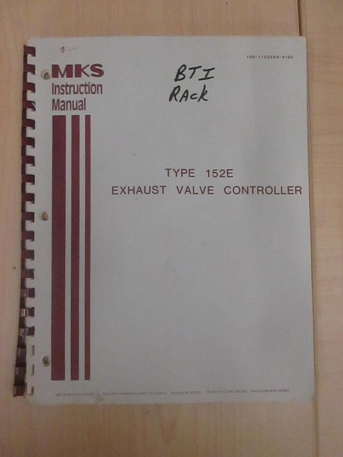 Used MKS Type 152E Exhaust Valve Controller, 195-112358A-4/90, Used
