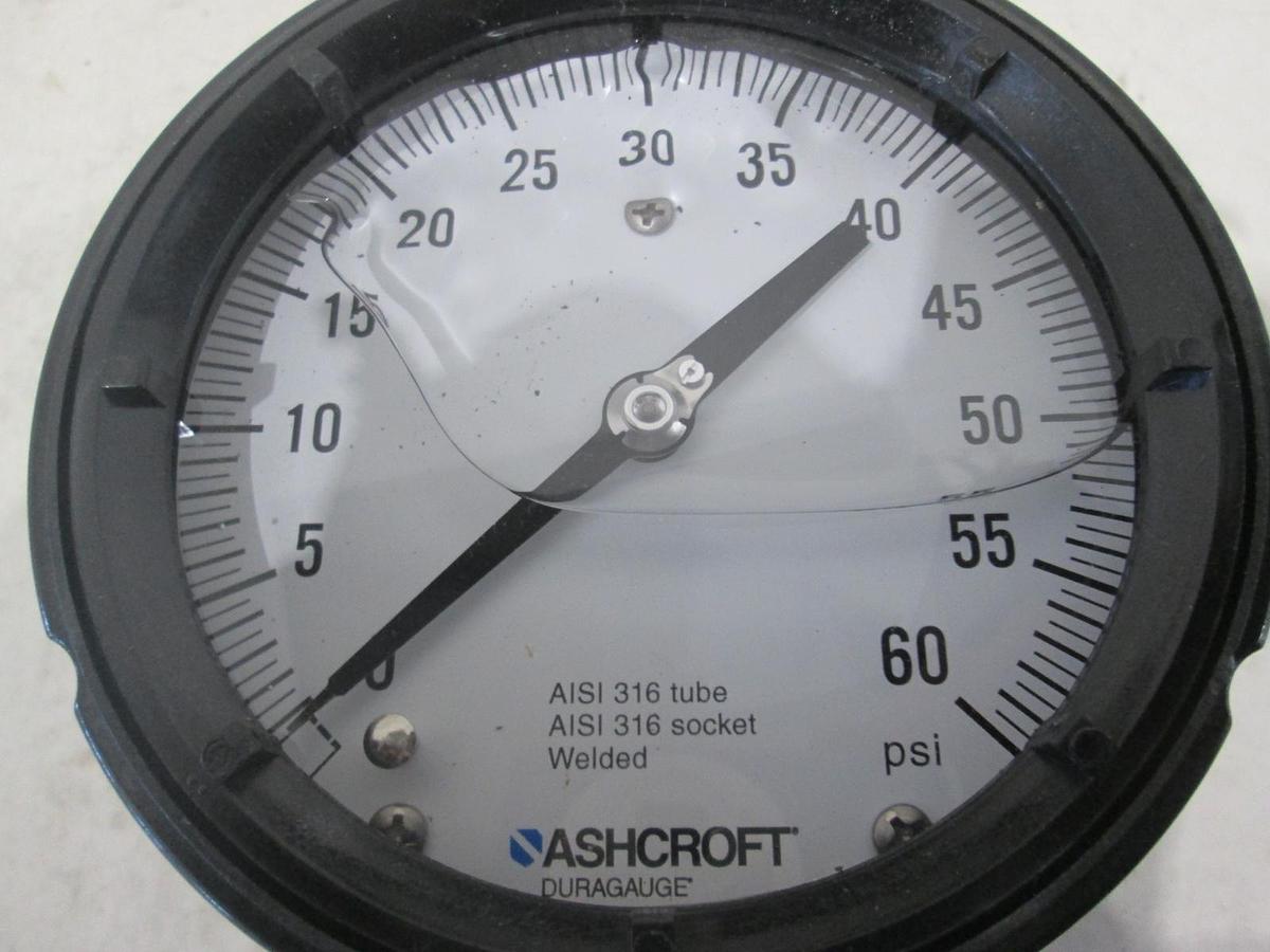 Ashcroft, Duragauge, 4-1/2", 0-60 PSI, Silicone Fill, New