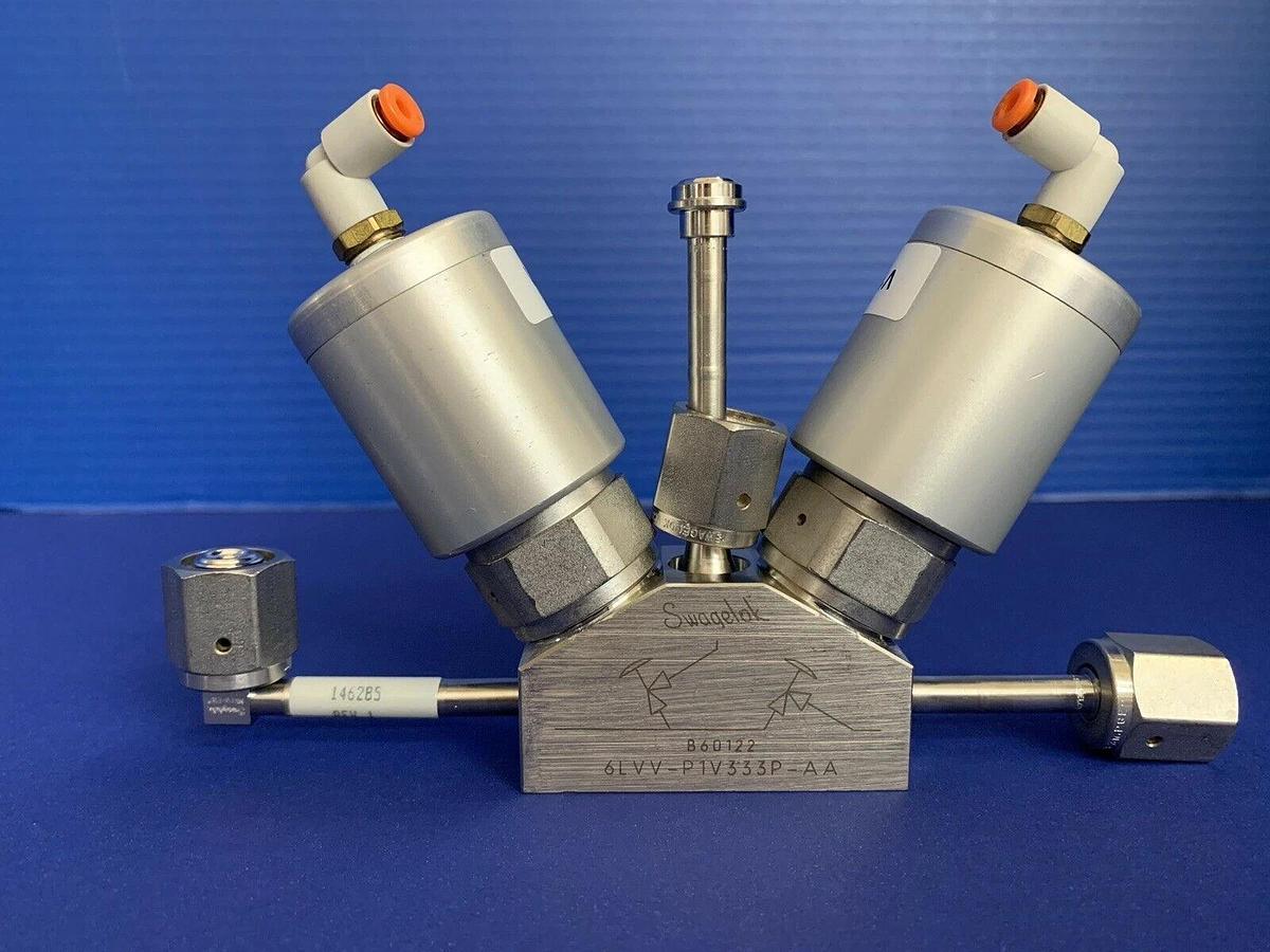 Used Swagelok 6LVV-P1V333P-AA Diaphragm Sealed, 2-Valve, 3-Port Monoblock, NC, Used