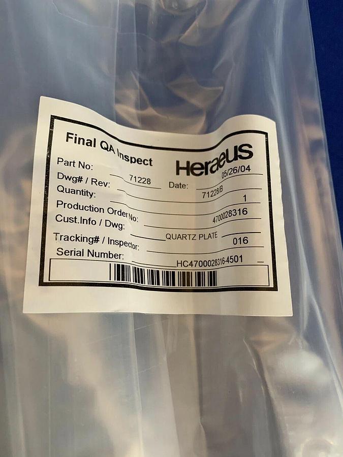 Used Heraeus 71228 Quartz Plate for 150mm, New