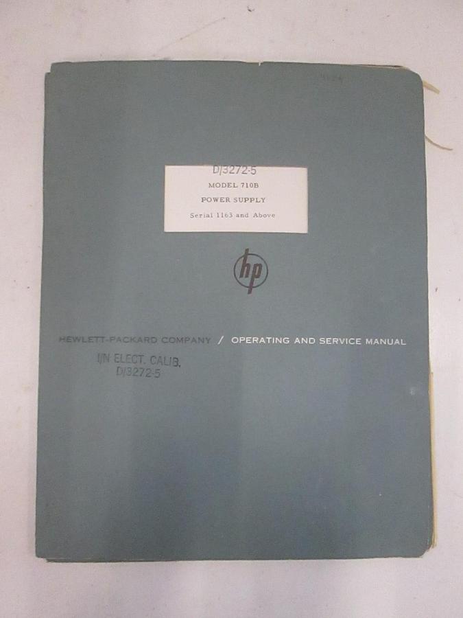 Used HP Model 710B Power Supply Instruction and Operating Manual, Used