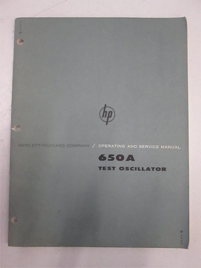 Used HP 650A Test Oscillator Operating and Service Manual, Used